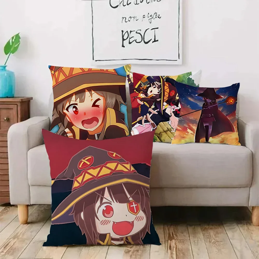 New Arrival Konosuba Anime Girl Pillow Covers Cartoon Sofa Decorative Home Double-sided Printing Short Plush Cute Cushion Cover