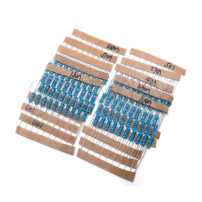 300PCS 10R-1M 옴 1/4W 1/2W 1W 저항 세트 1% 금속 필름 저항기 분류 키트 30종*10pcs=300PCS