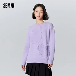 Semir Sweater Women Design Jacquard Loose Gentle 2023 Winter New Love Sweet Sweater