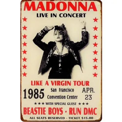 Retro Madonna Like A Virgin Tour Metal Sign 1985 Run DMC Sign 12x8