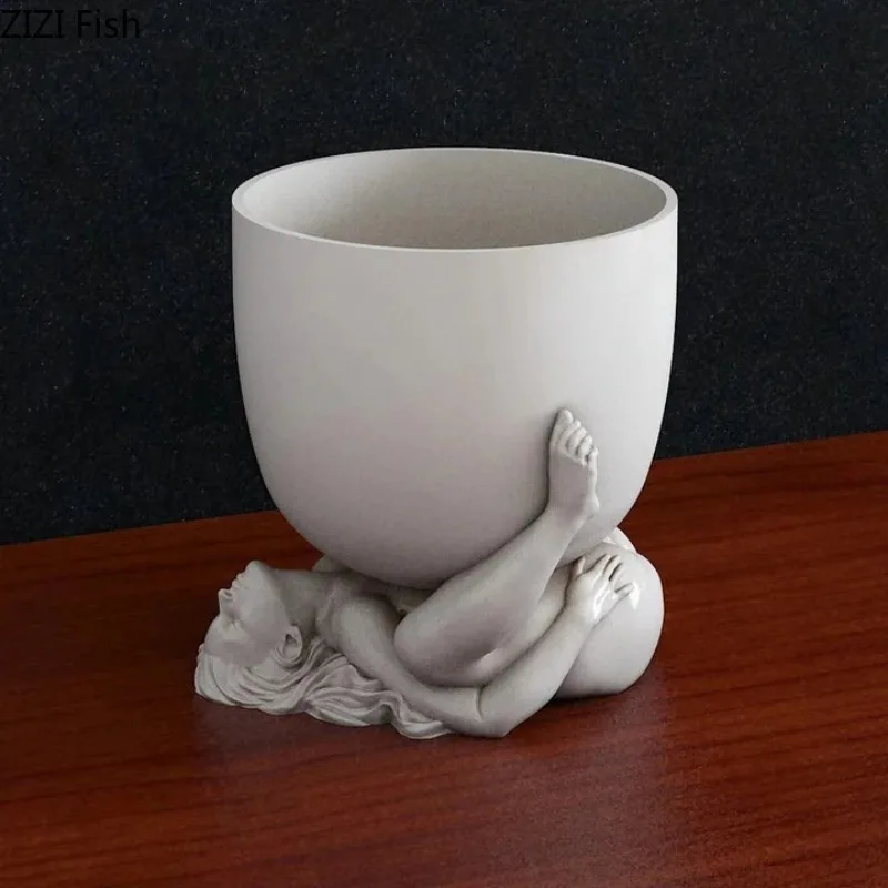 Resin Flowerpot Artistic Human Succulent Pot Ornament Plant Pot Desktop Planter Vase Gardening Pots Room Aesthetic Decor