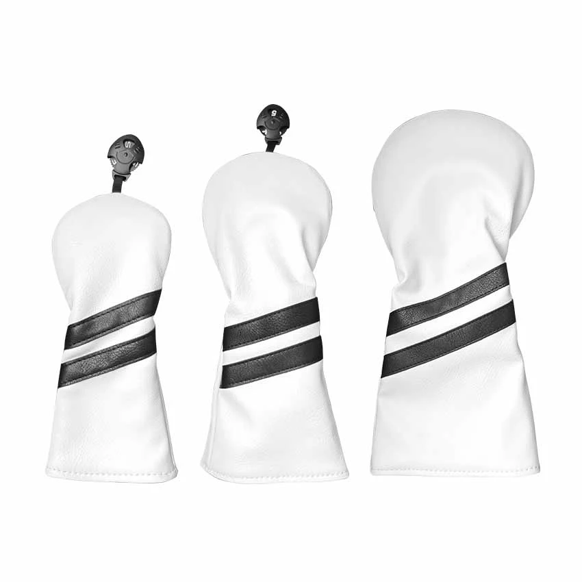 أغطية رأس خشبية لأرقام نادي الجولف من الجلد الفاخر للسائق الممر الخشبي الهجين مع علامات أرقام هدية للاعبي الغولف