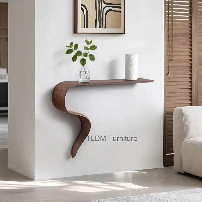 Art Minimalist Special-shaped Solid Console Wood Designer Console Hallway Tables Home Table for Living Room Entryway Table