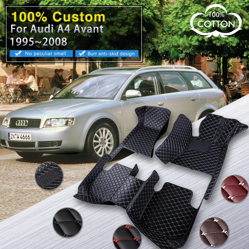 Car Floor Mats For Audi A4 Avant B5 B6 B7 8D 8E 8H 1995~2008 Luxury Leather Rug Anti Dirt Pad Auto Mat Full Set Car Accessories