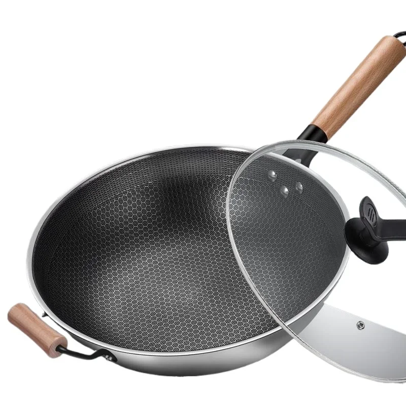 32cm Frying Pan,Stainless Steel Skillet Nonstick Fry Pans Chefs Pans Wok Pan for Gas Electric Induction Ceramic Stoves