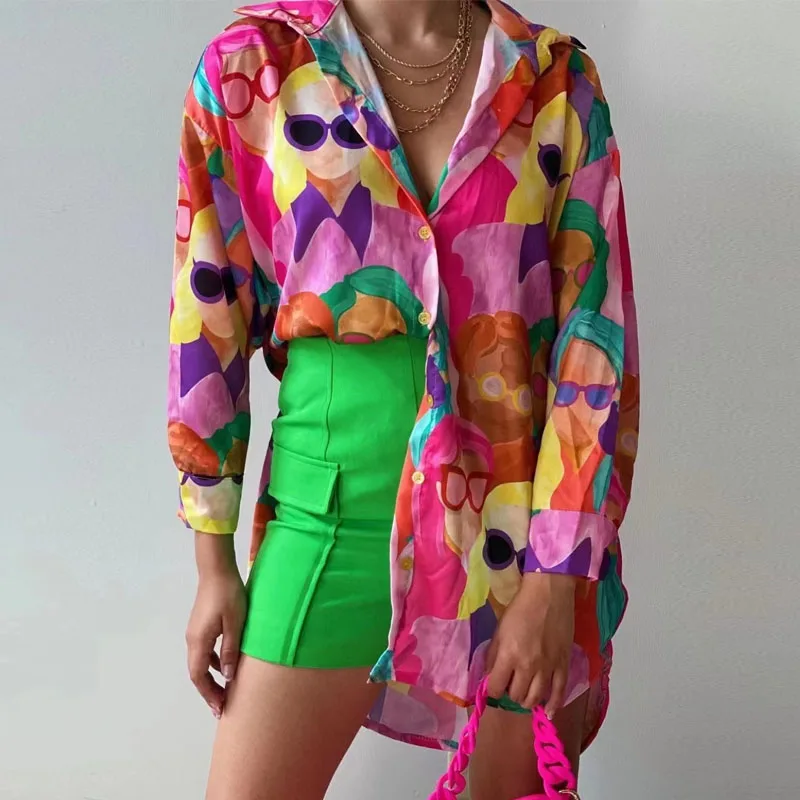 

Camisas De Mujer Women Shirt Blouse New Casual Long Sleeve Turn Down Collar Print Shirt Blouse Women Tops Blouses Shirts Q3686