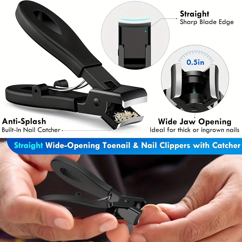 5個のモダンなステンレス鋼の足の爪切りセット、人間工学に基づいたハンドル付き、広口角度付きはさみ、爪やすりキューティクルツールが含まれます