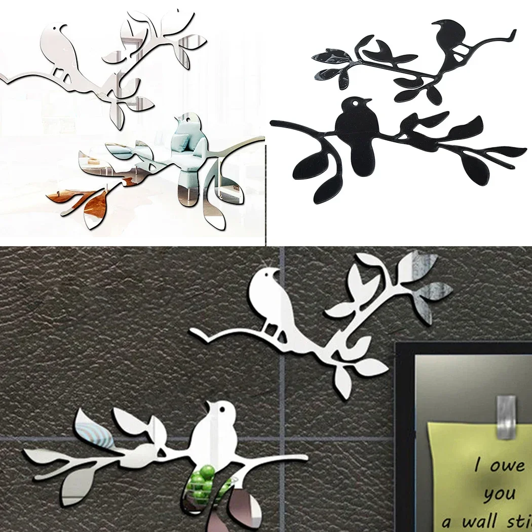 3D Mirrors Birds Branch Wall Stickers Decal Wall Art Removable Room Party Wedding Decor Home Deco Wall Sticker For Room