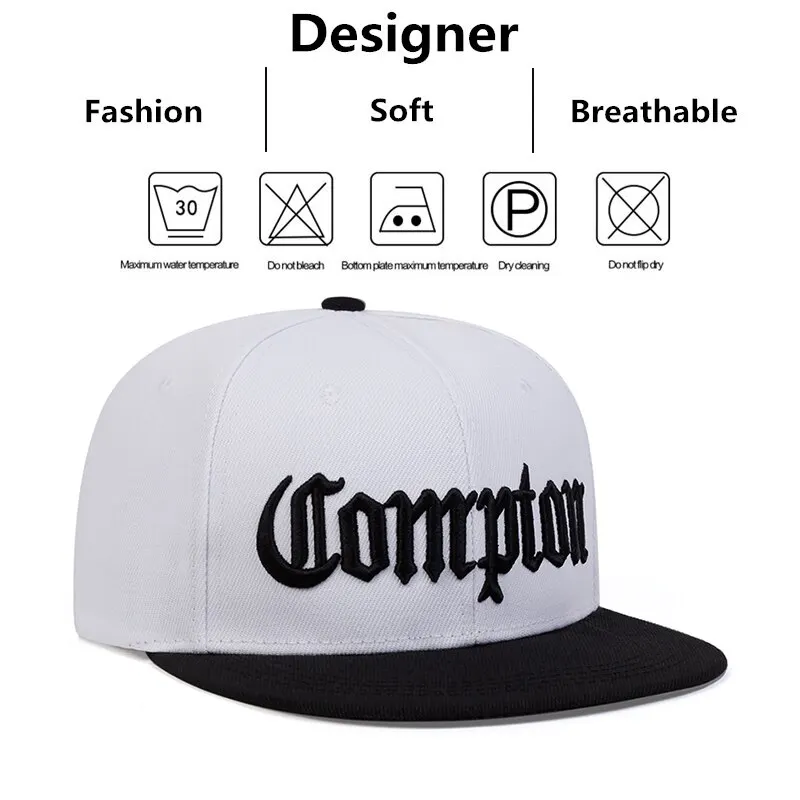 Unisex Compton Letter Embroidery Hip-hop Hats Outdoor Adjustable Casual Baseball Caps Sunscreen Hat