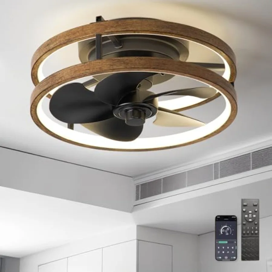 13 Inch Small Ceiling Fan with Light with Remote Low Profile Flush Mount Fandalier Modern Ceiling Fans for Small Room Bedroom +