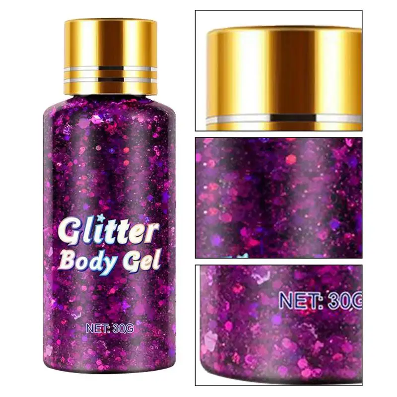 Body Glitter Gel Make-Up Pailletten Glinstert Oogschaduw Dikke Make-Up Voor Gezichtshaar Nagels Holografische Cosmetische Festival Glitter