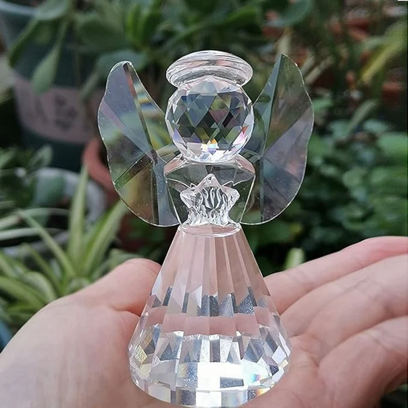Crystal Angel Figurine Decor, Glass Guardian-Angel Statue Figurines Collectibles, Pretty Angel Ornament Gifts for Women-ABHG