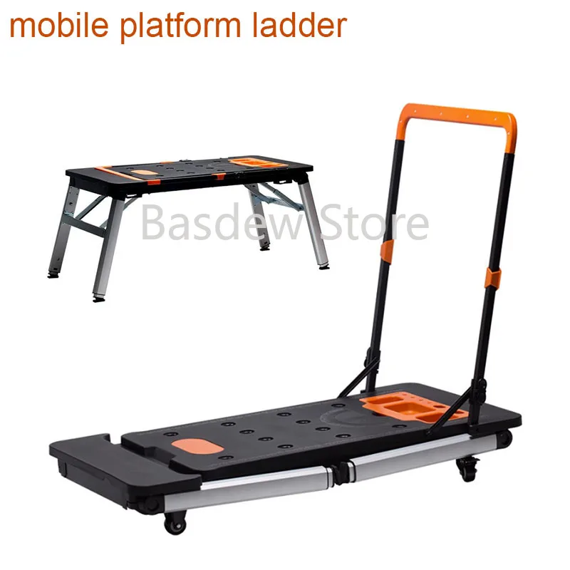 Stainless Steel Console Trolley Scaffold Mobile Platform Ladder Multifunctional Workbench Split Head