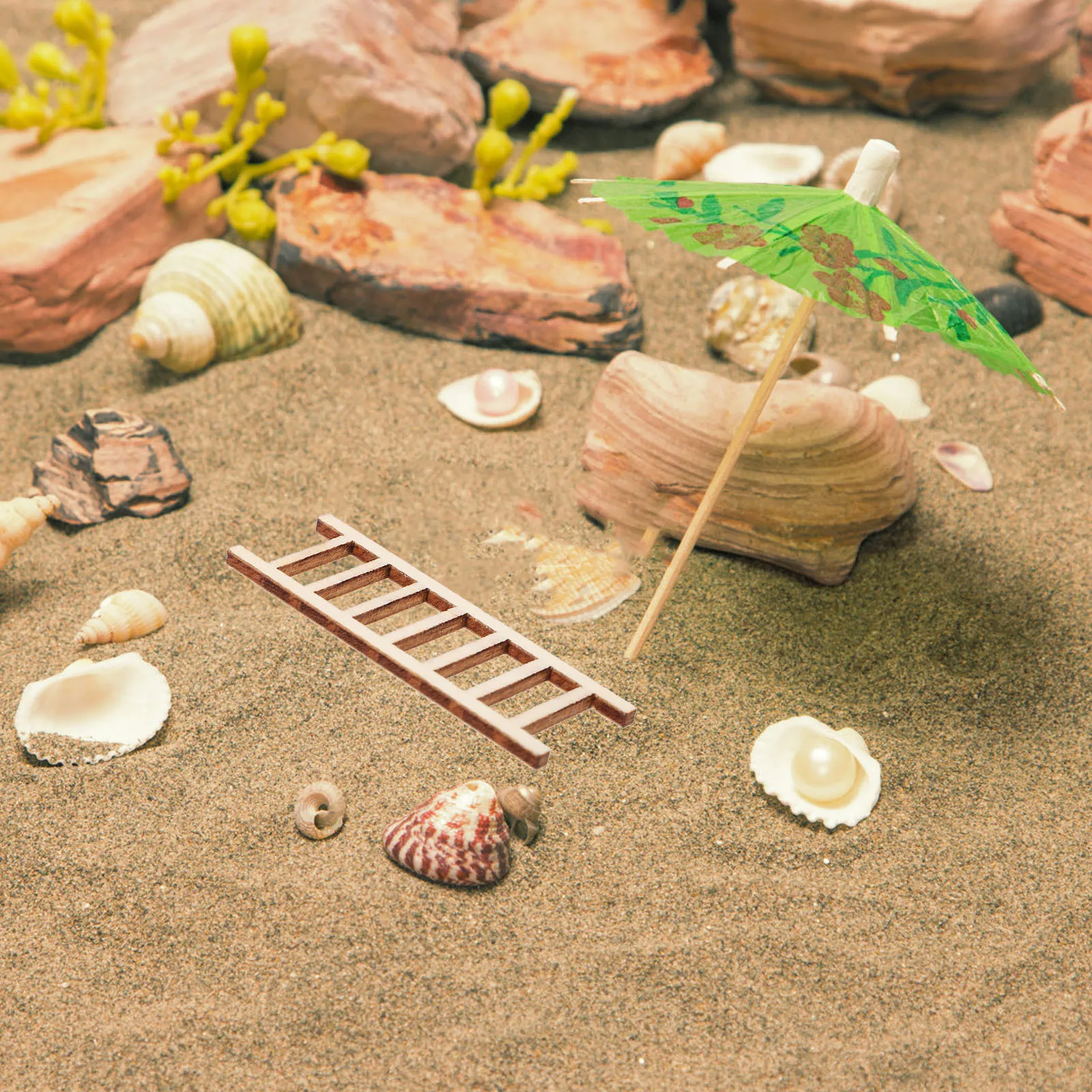 20pcs Mini Wooden Ladder Dollhouse Accessories Realistic Small Ladder For Fairy Garden Sand Landscape Diy Decoration Tiny House