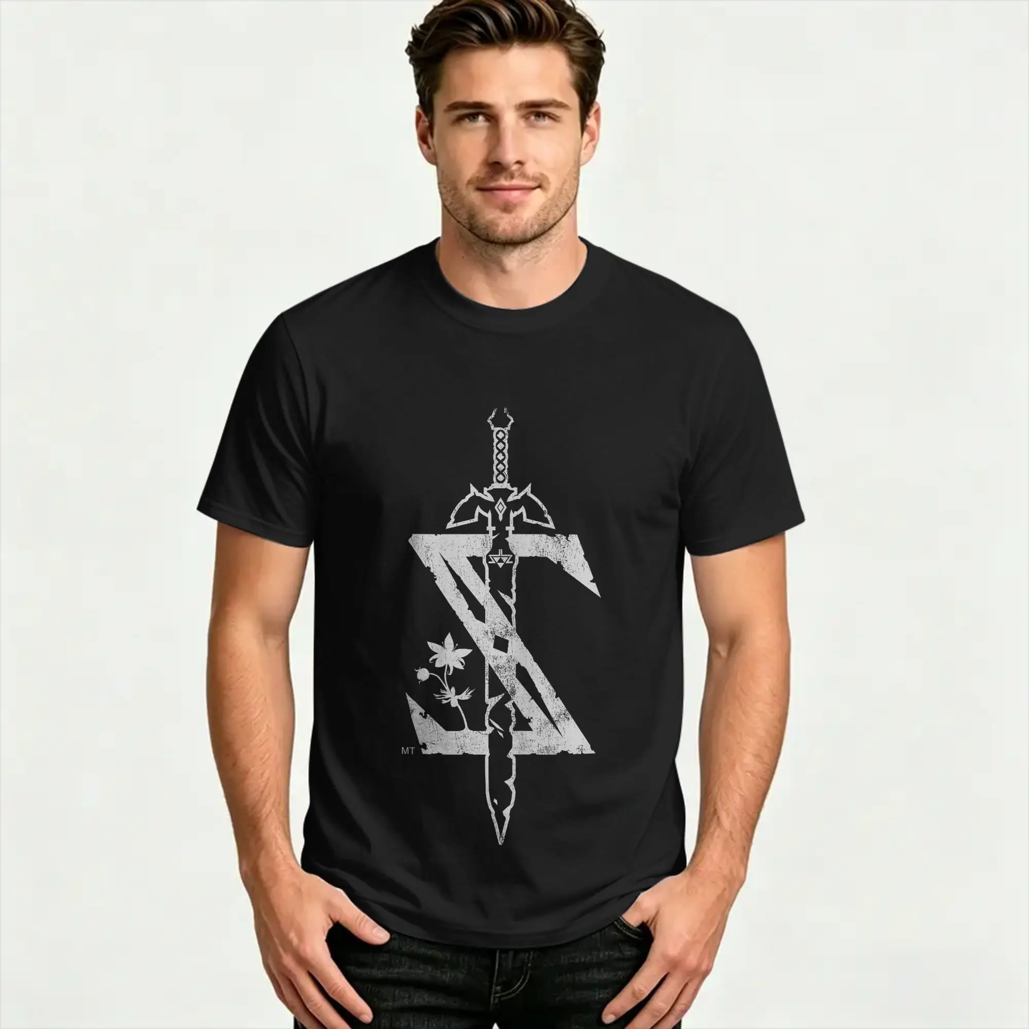 Zelda Breath Of The Wild Logo T Shirt Beach  Cotton T-Shirts For Men Printed Tshirt Short Sleeve Vintage Clothes