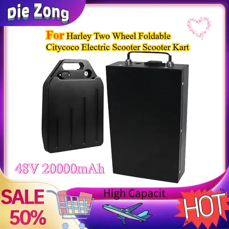 

New 48V 20AH Rechargeable Li-Ion Battery for Harley Two Wheel Foldable Citycoco Electric Scooter Scooter Kart Fast Shipping