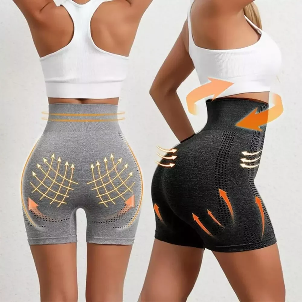 Women Micro-Vibration Massage Module Ice Silk lon Fiber Repair Shaping Shorts New Hight Waist Slimming Panties Yoga Shorts ﻿