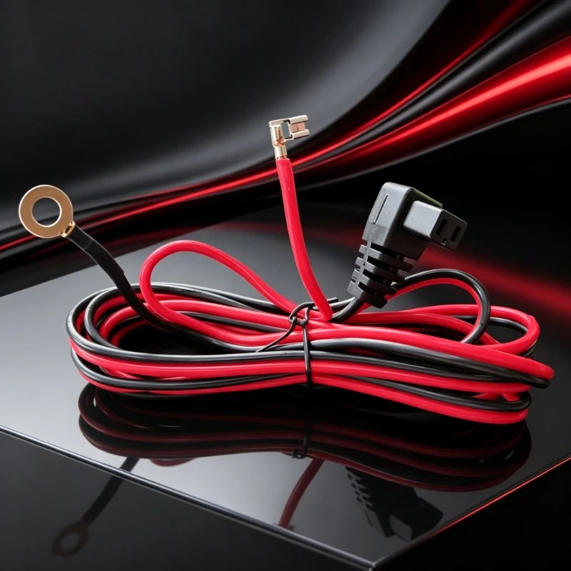12‑24V 12AWG Car Fridge Power Cable 10A Inline Fuse M8 Eyelet 6.3mm Flag Spade for Auto Electrical Wiring Refit