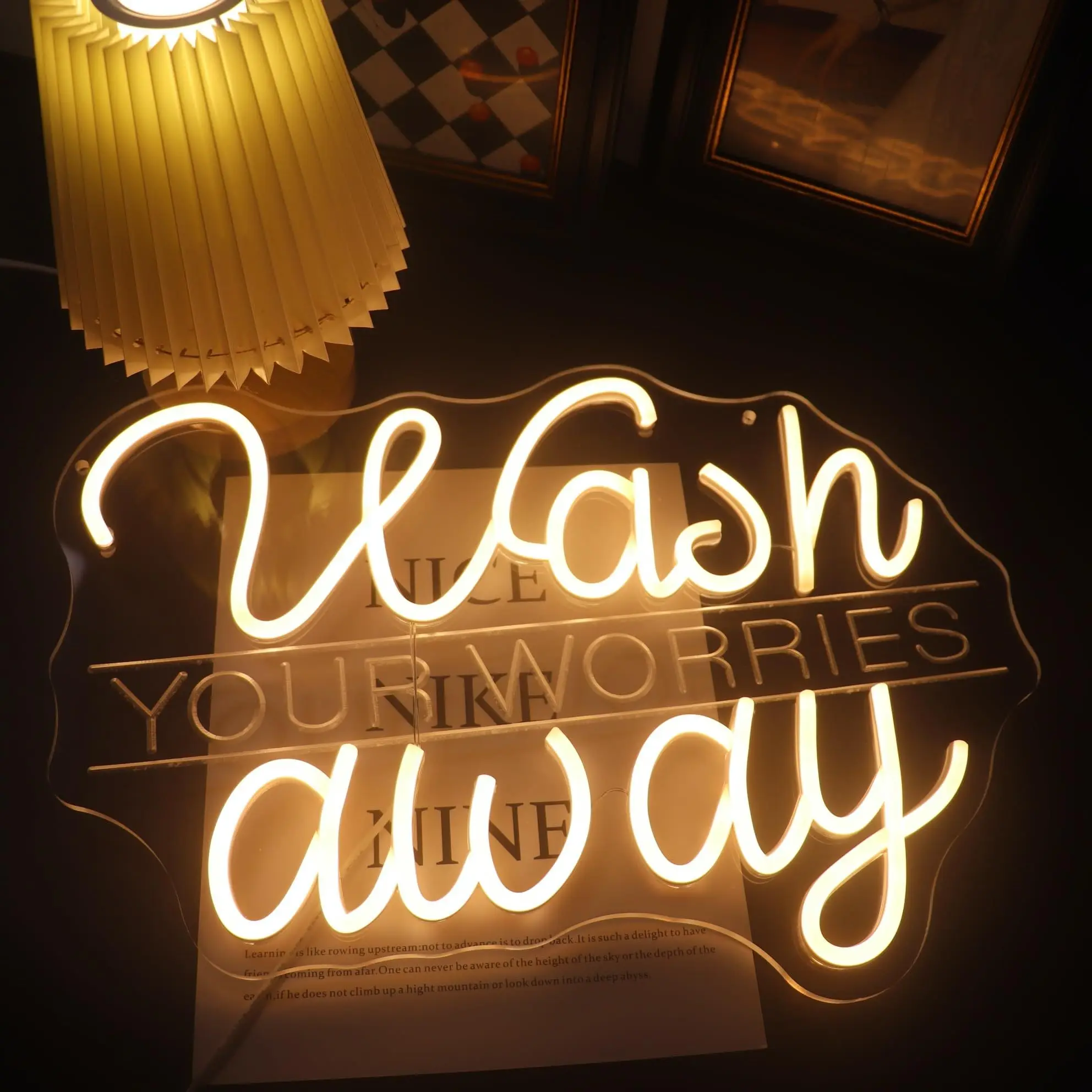 Wash YOUR WORRIES away LED Neon, USB Powered Dimmable LED Neon, Fit SPA, Meditation Room, Bedroom Wall Art