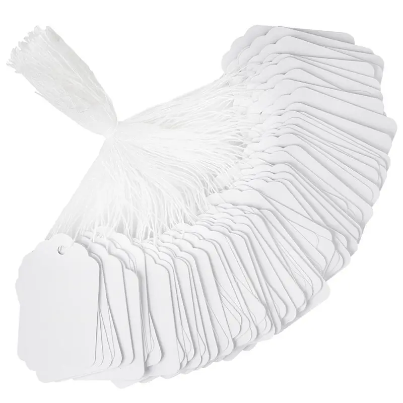 ABVJ-White Price Tags With String - 1000PCS Pre-Strung String Tags For Pricing, Paper Hang Tags Merchandise Tags