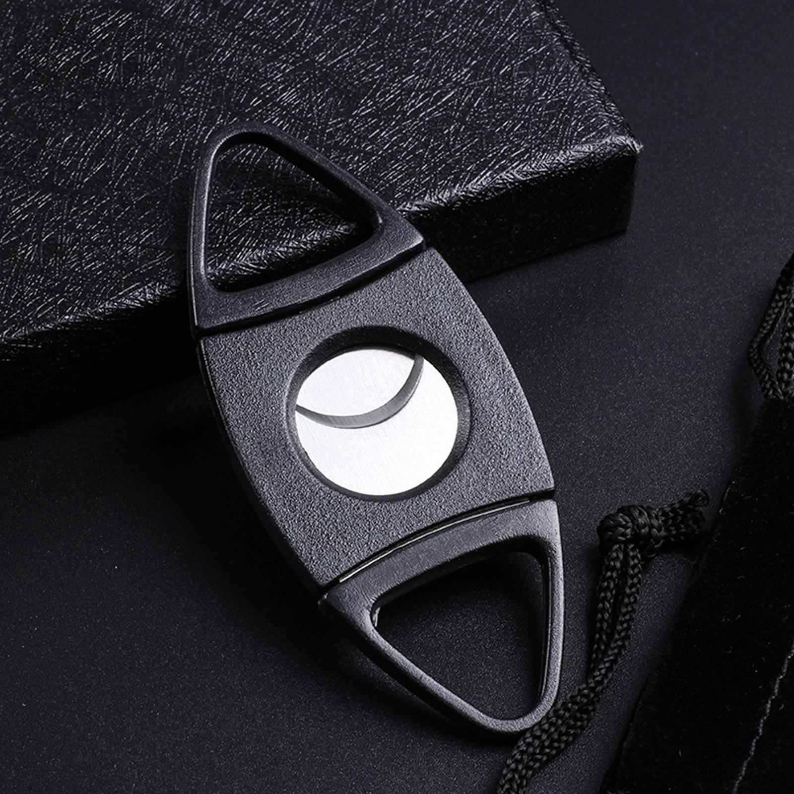 1pc Cigar Cutter, Stainless Steel Cutter, Black Smoking Accessories 55 Smoke Path Plastic Moxa Stick and Moxa Bar Cutter