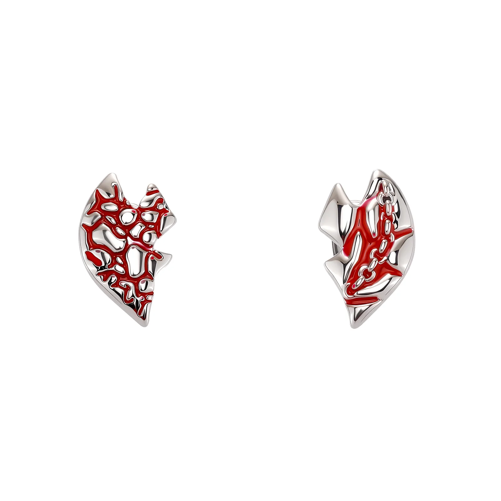 JINAO Hip Hop New 2pcs Double Teeth set Red lava patterns Fangs Grillz Top&Bottom shinny single Grill Punk Rapper Christmas Gift