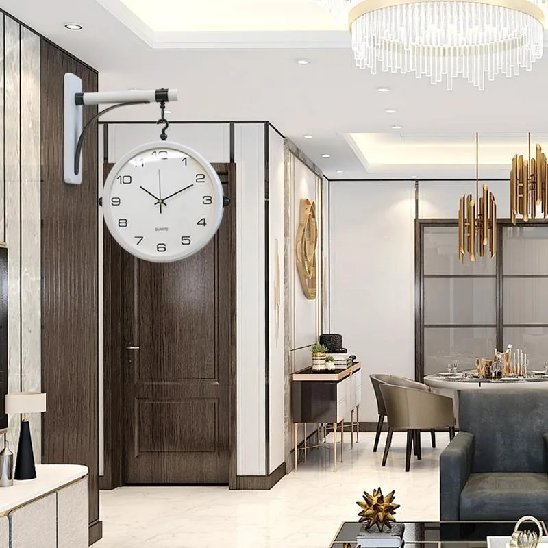 Creative Double-sided Wall Clock Modern Minimalist Hanging Corner Wall Clock Nordic Luxury Silent Clocks Interior Decoration