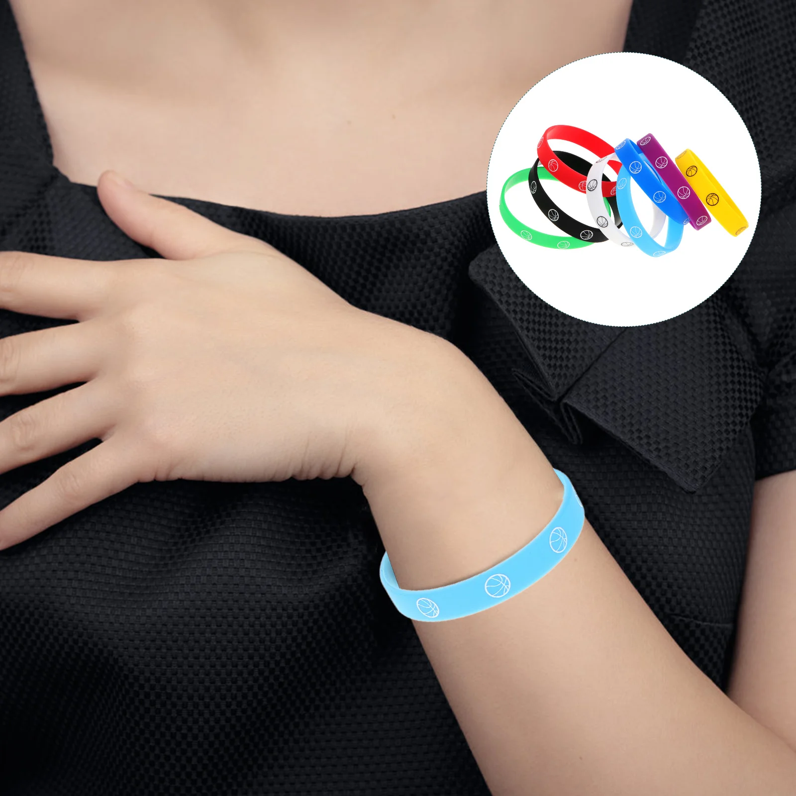 

16pcs Basketball Silicone Bracelets Elastic Wristbands for Men Women Party Supplies Reusable Stretchy Gel Straps