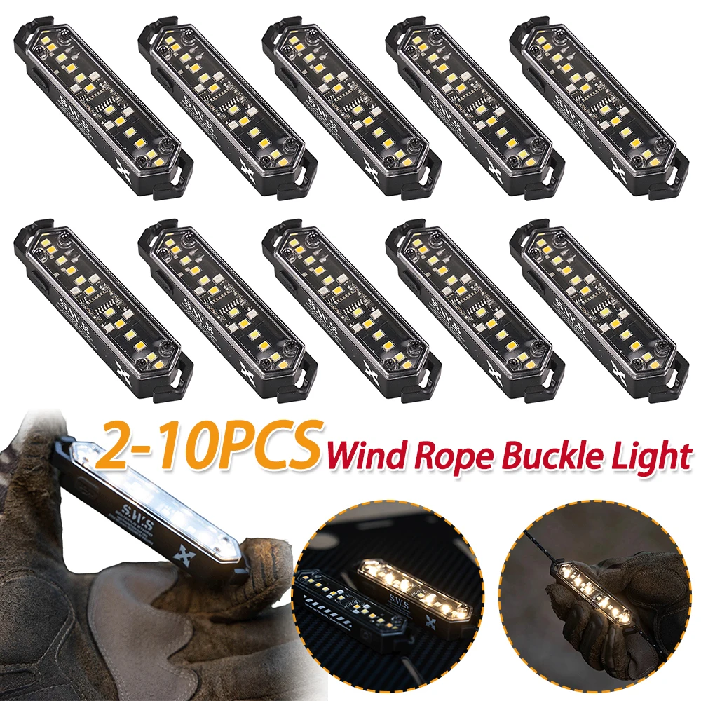 

2-10PCS Tent Atmosphere Light Type-C Charging Tent String Lamp Waterproof Wind Rope Decoration Light for Outdoor Camping Picnic