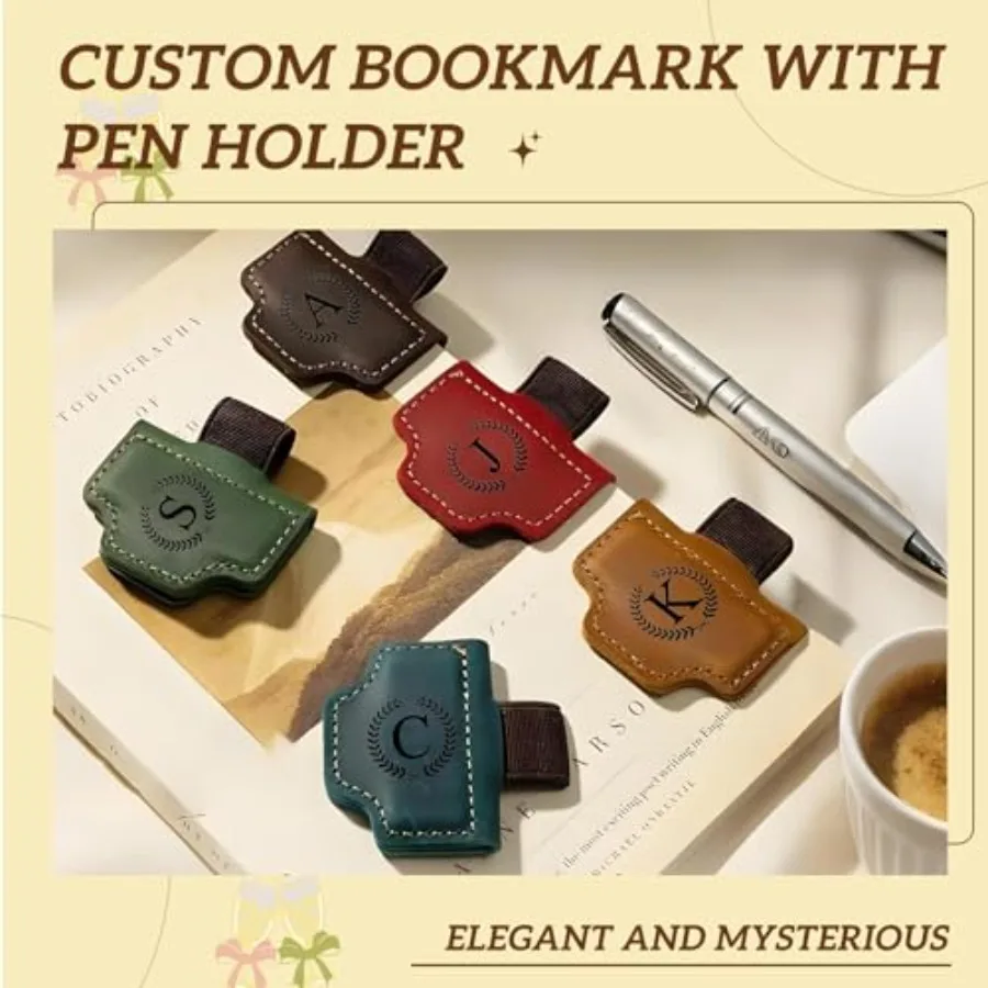 Custom Magnetic Bookmarks for Women Men, Leather Book Marker Gifts for Book Lovers, Readers, Teachers, Mom, Personalized Initia