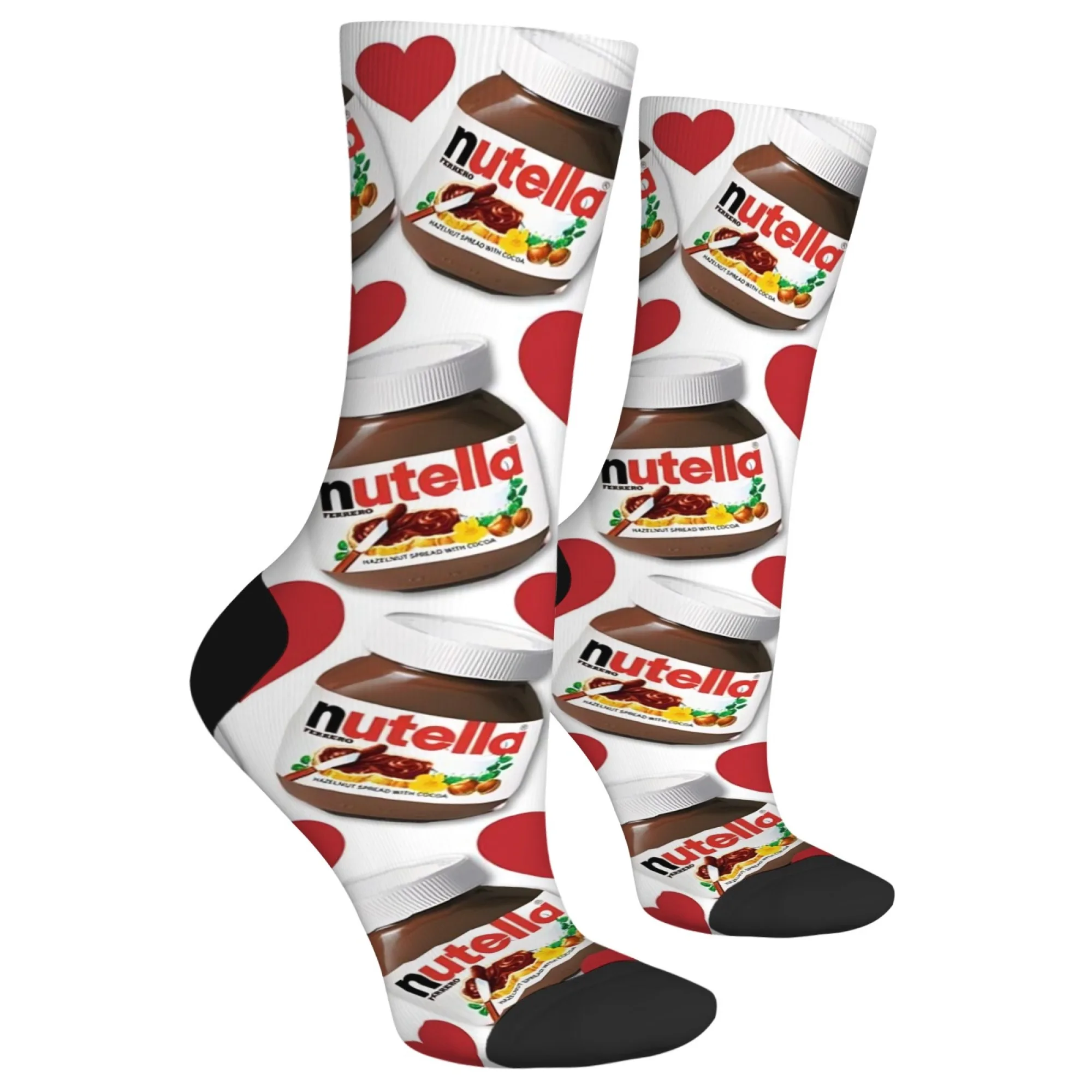 Nutella Chocolate Jam Happy Men's Socks Crazy Design Harajuku Novelty Funny Trend Socks Soft Non-slip Casual Sports Socks Gift