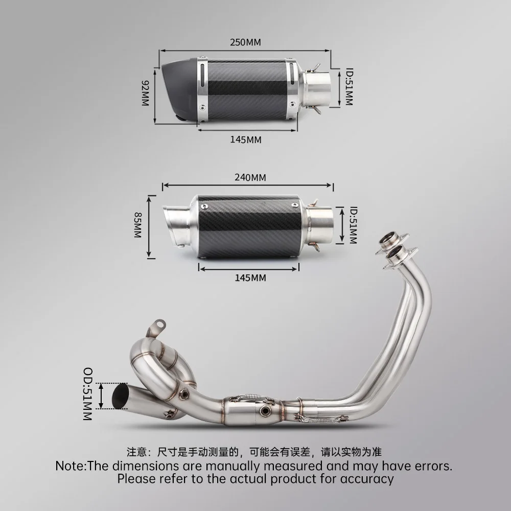 For MT07 XSR700 Full Exhaust System Complete Pipe Kit 2015-2024