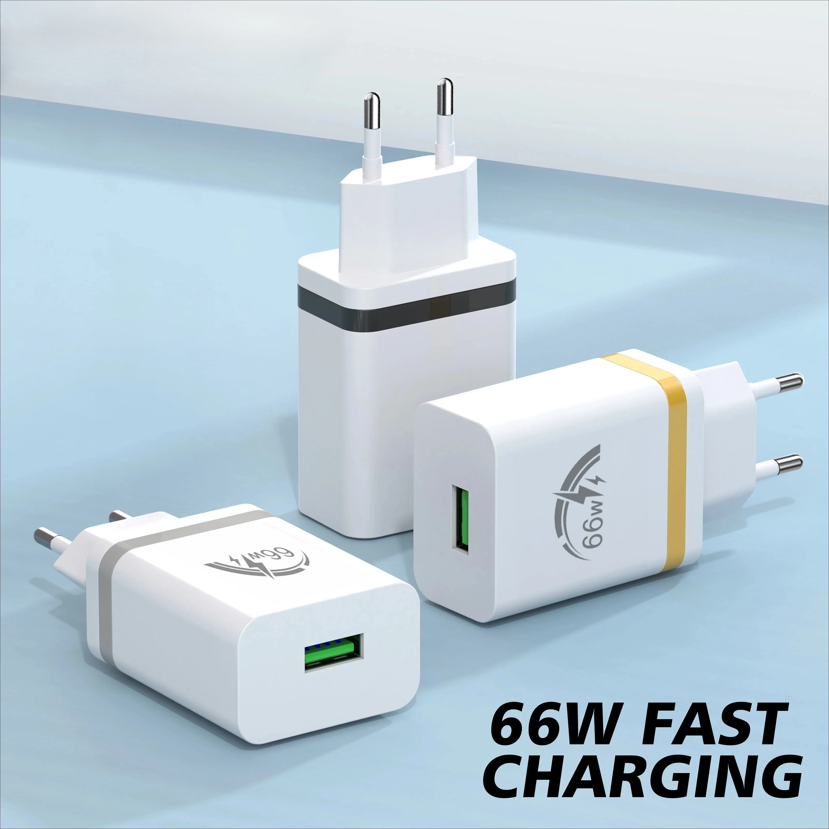 

USB-зарядное устройство QC 3.0 66 Вт, супер быстрая зарядка, настенный адаптер для мобильного телефона для Samsung S24 Xiaomi 14 Huawei, универсальная вилка европейского/американского стандарта