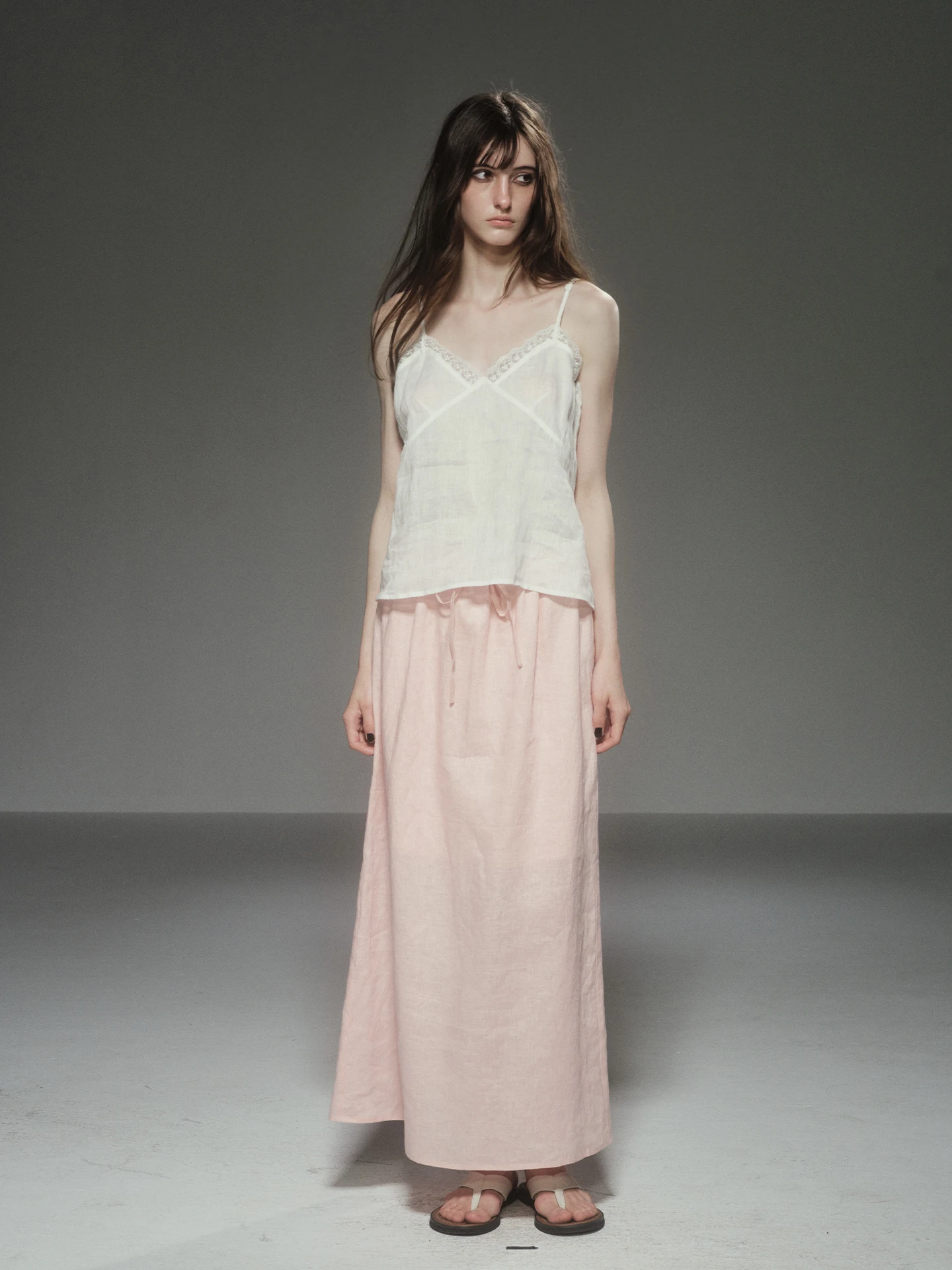 Linen Lace Trimmed V-Neck Sleeveless Top Women's Summer Loose Fit Breathable Casual Wear Single Piece Pure Color Outerwear