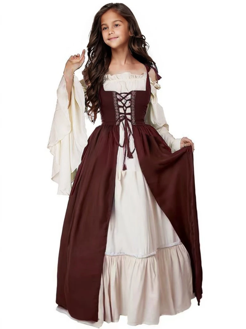 Cosplay Girls Medieval Renaissance Costumes  Suit Dress Victorian Princess Steampunk Long Dress Plus Size