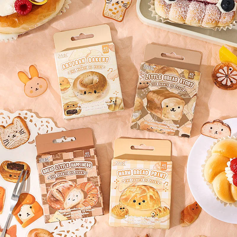 40 pcs bread theme stickers DIY collage decorative paper Scrapbooking Material handmade Diary Album Junk Journal Supplies