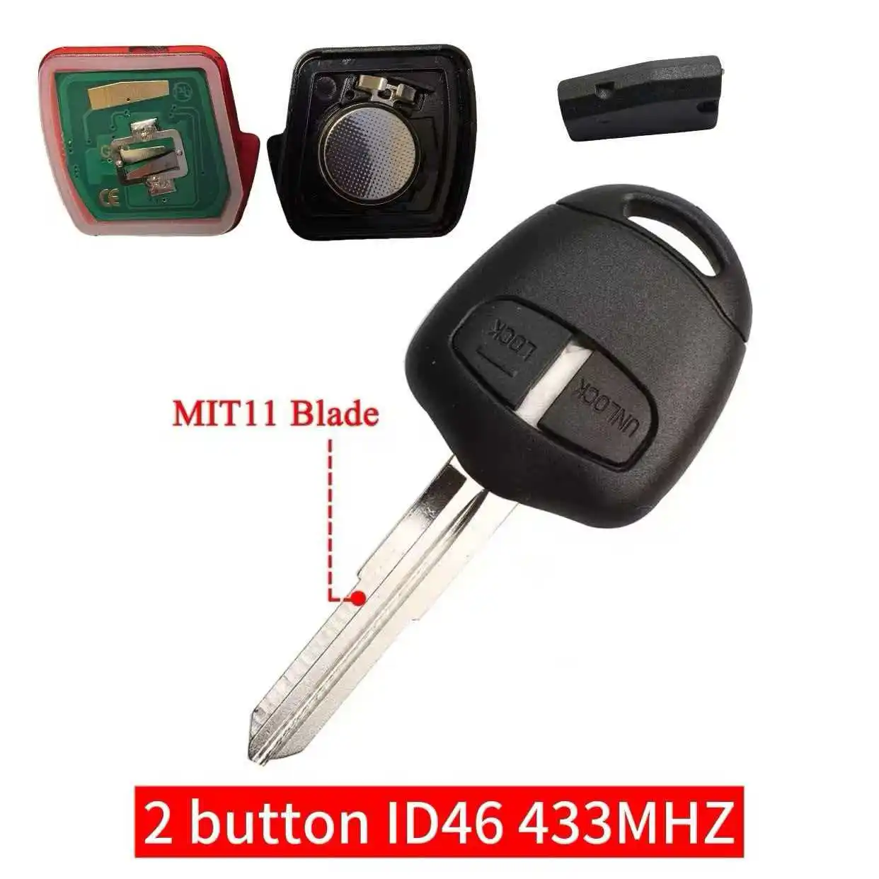 Jingxin MIT8/MIT11 ID46 433MHz Auto-Fernbedienungsschlüssel für Mitsubishi Outlander ASX Triton Lama Pajero Ersatz-Autoschlüssel/Autoschlüsselgehäuse – Detail 3