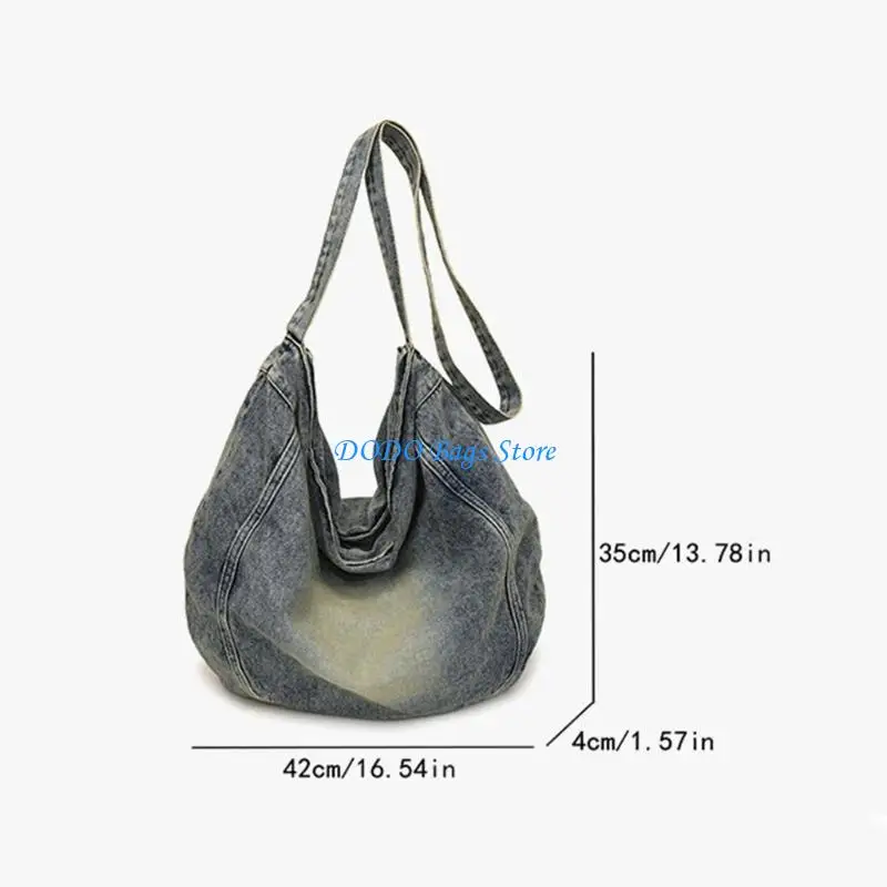 حقيبة كتف نسائية ذات سعة كبيرة، حقيبة ساعي البريد للطلاب، حقيبة مدرسية، حقيبة تسوق، حقيبة كروس من قماش الدينيم، حقيبة عمل اليومي