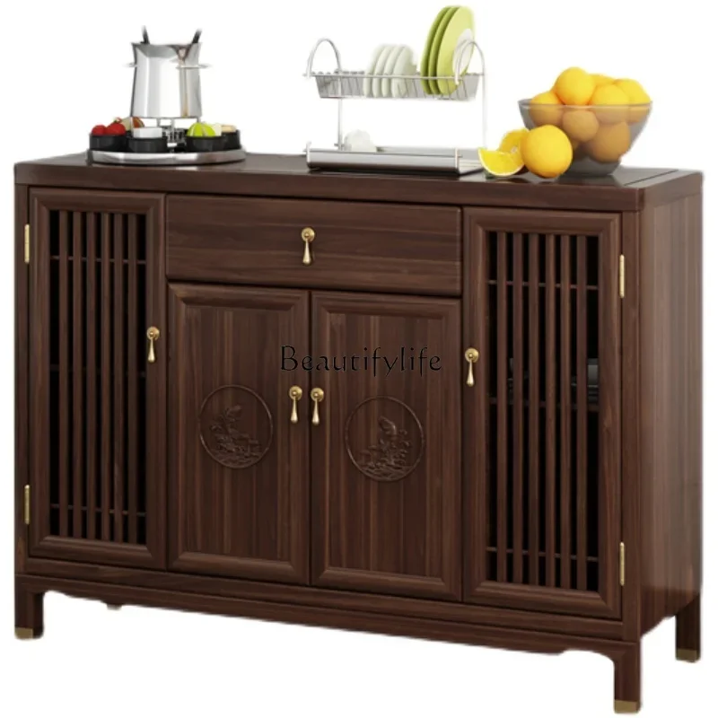 

XXNew Chinese-style dining side cabinet solid wood living room storage large cabinet simple ebony furniture