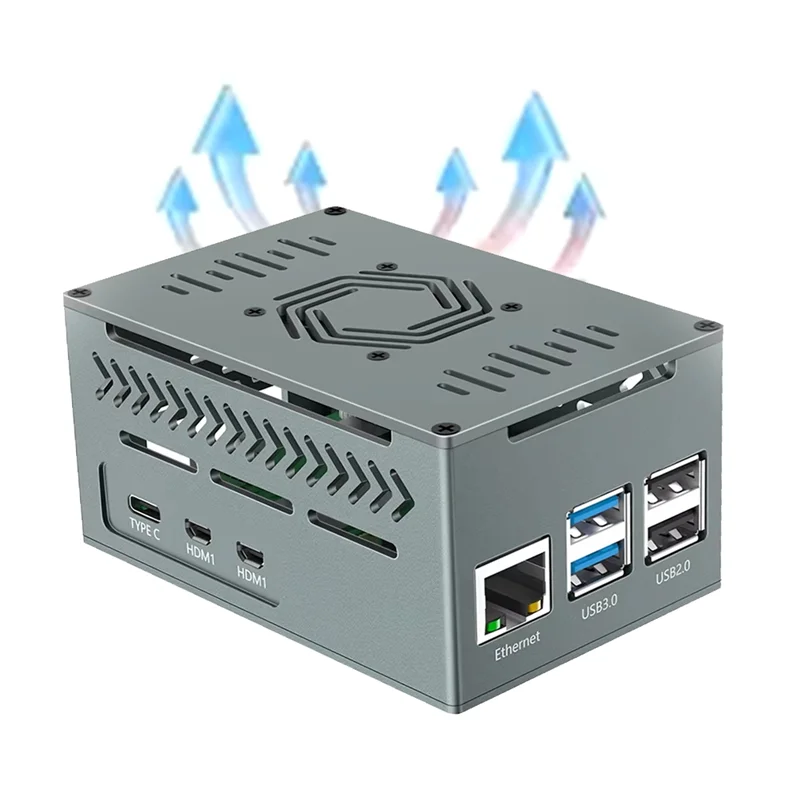 تتضمن حافظة ألومنيوم مصنوعة بشكل جيد لـ Raspberry Pi 5 مروحة 4010 PWM ومبددات حرارة نحاسية لألواح X1000/X1001/X1003/N04/N05 Pcie