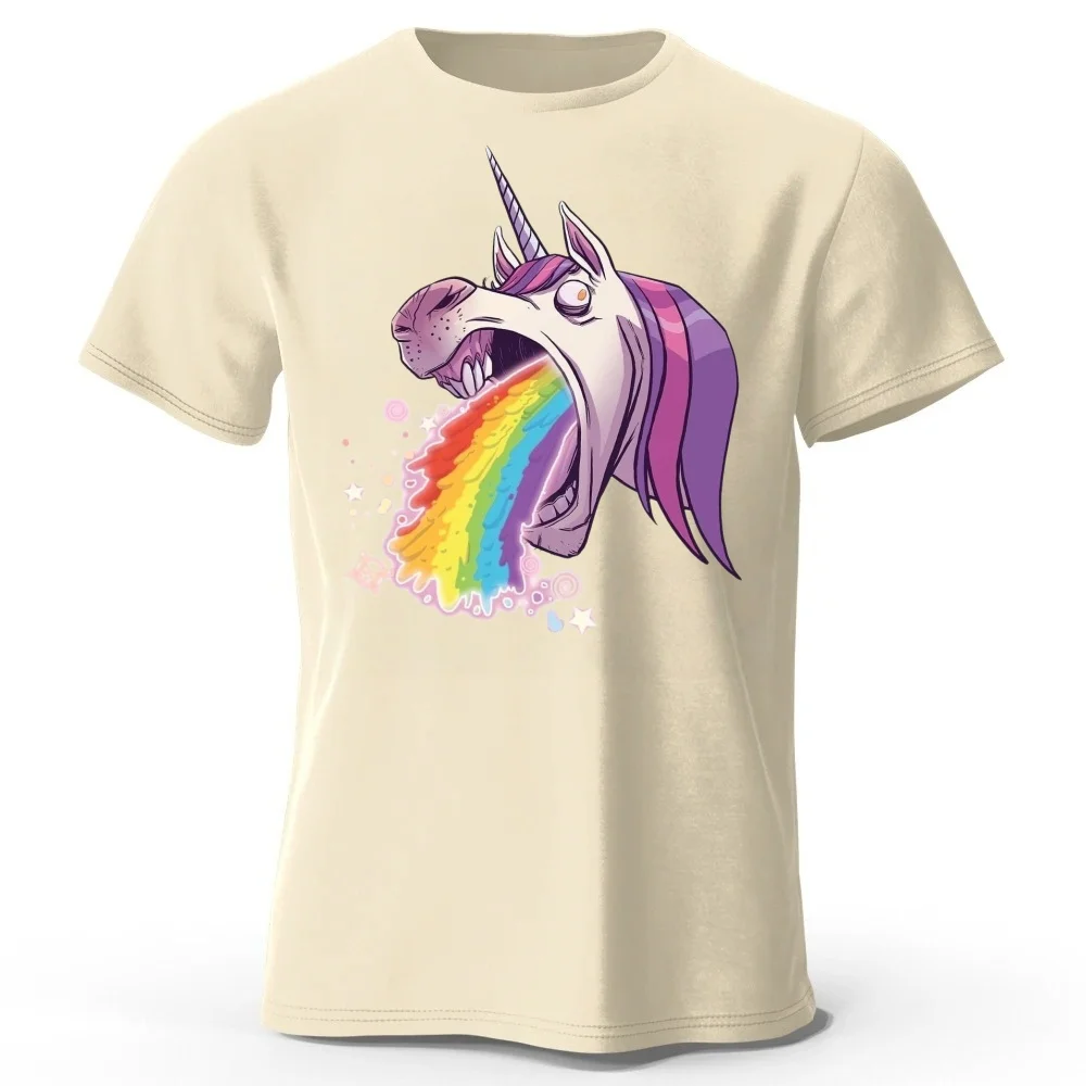 Lustiges Regenbogen-Einhorn-T-Shirt aus reiner Baumwolle mit kurzen Ärmeln, neues Sport- und Fitness-Top für Herren, weich und locker, modisches Freizeit-T-Shirt