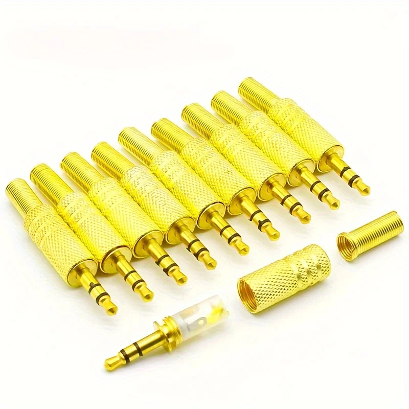 10pcs/lot gold plated 3.5mm plug RCA Audio Connector RCA audio plug 3.5 jack Stereo Headset Dual Track Headphone