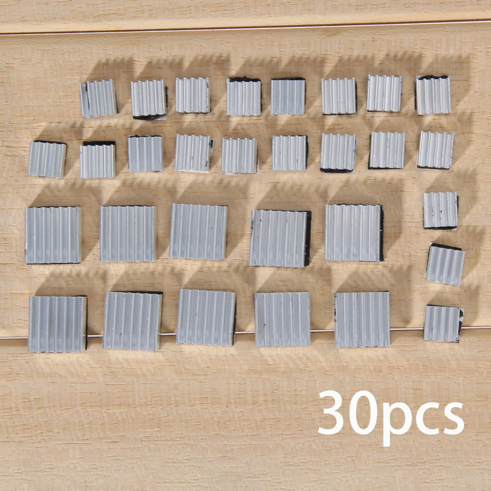 30 Stück Aluminium-Kühlkörper, silberner Kühler, Kühlset, Kühlkörper, Kühler, Kühler, DIY-Kühler für Raspberry Pi, Kühlung, Kühler