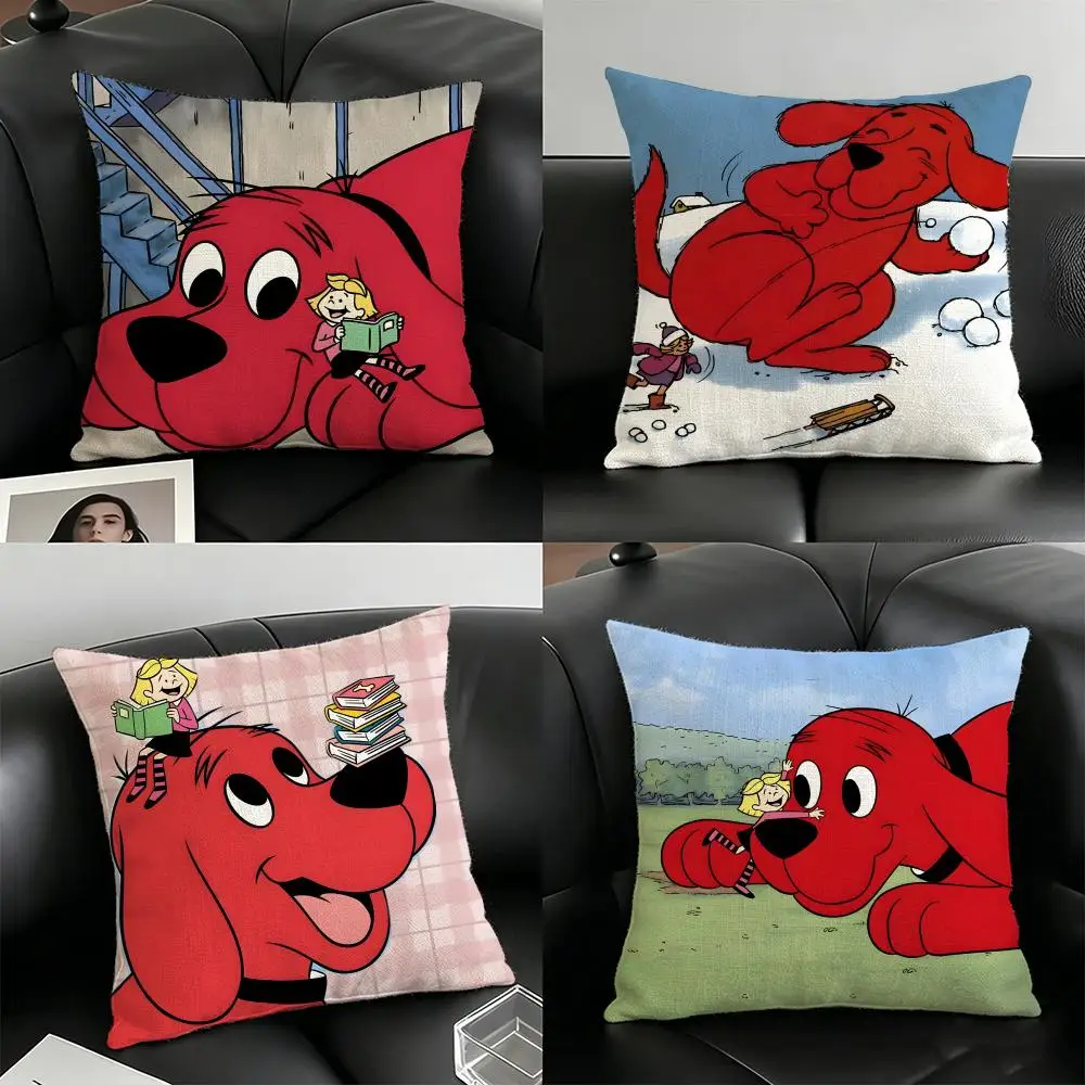 C-clifford The Big Red Dog Pillow Case Linen Pillow Covers Cover For Couch Living Room Bench Patio Floor Linen Home Decor