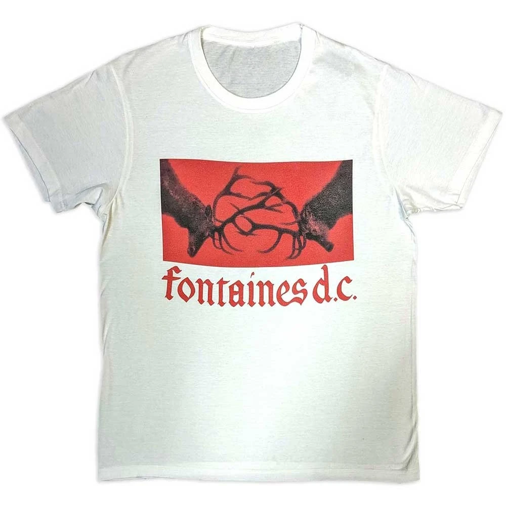 Fontaines D.C. Baumwoll-T-Shirt mit Hirschgeweih-Print, Post-Punk-Band, Unisex-Kurzarm-T-Shirt