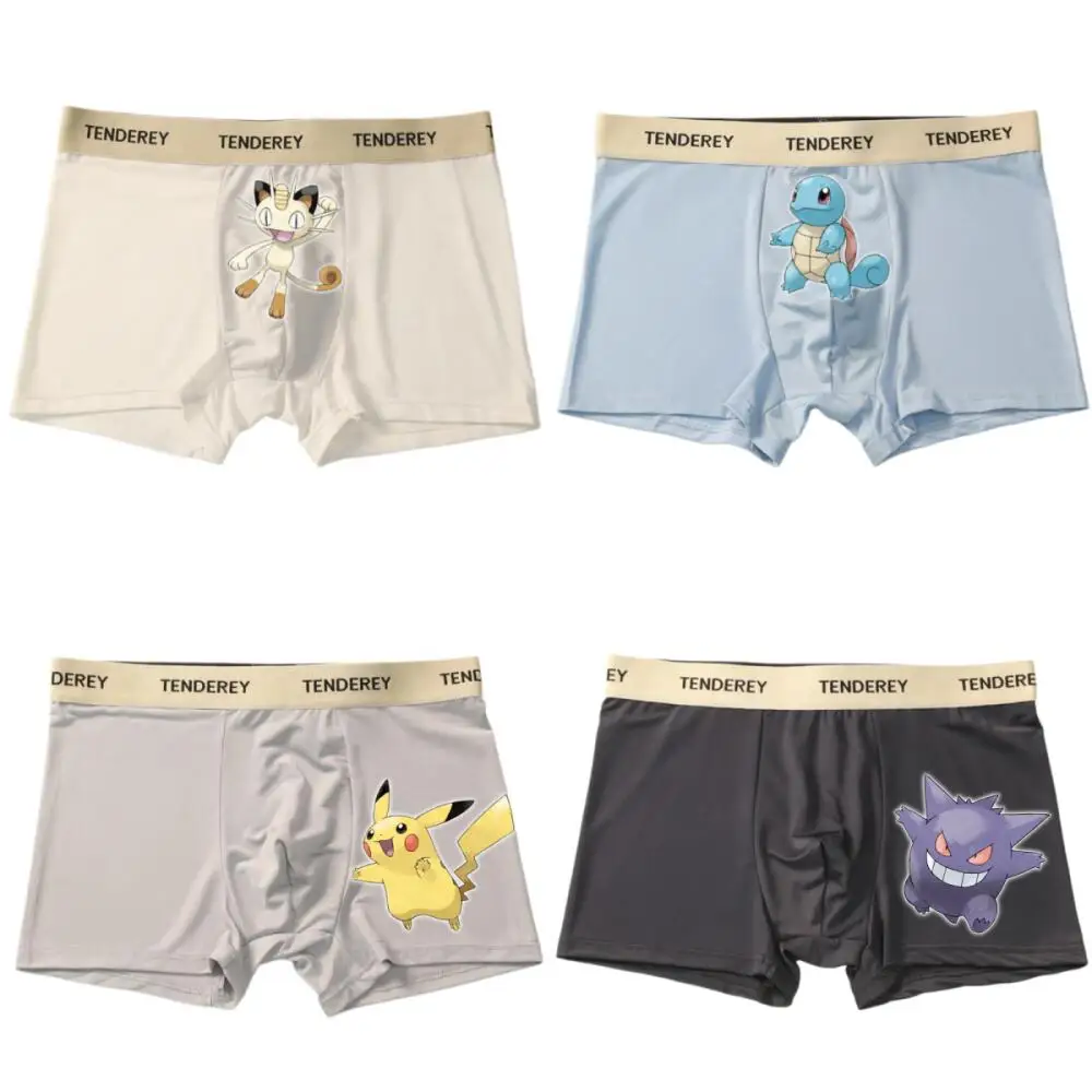 cuecas-boxer-masculinas-com-estampa-de-anime-pokemon-pikachu-squirtle-gengar-meowth-tecido-de-seda-gelada-finas-soltas-tamanho-grande-confortaveis-e-antibacterianas
