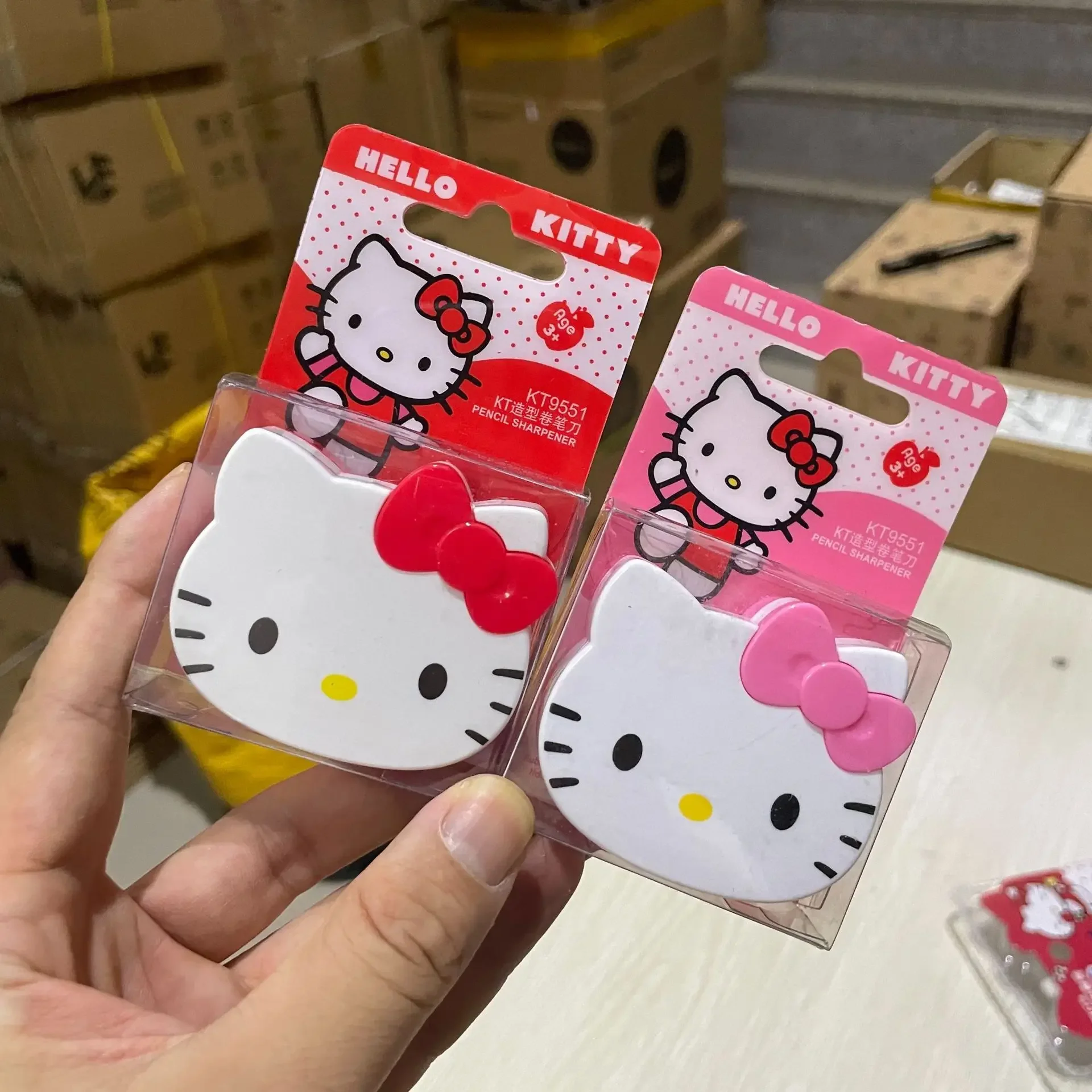 1/3Pcs Sanrio Hello Kitty Pencil Sharpener Double Hole Kawaii Bow Tie Shape Tool Students School Supplies Pencil Sharpening