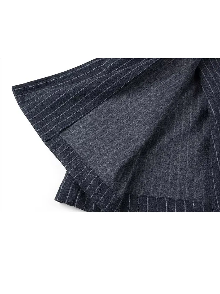 เสื้อแจ็คเก็ตแฟชั่นผู้หญิง HH รุ่นปี 2025 แบบอเนกประสงค์ ความยาวปานกลาง พร้อมผ้าคลุมไหล่  ลำลอง ผูกโบว์ ลายทาง แขนยาว มีกระเป๋า