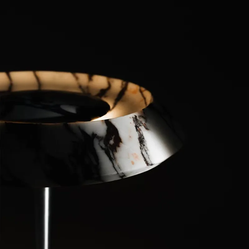 Natural stone bedroom marble decoration marble diode desk lamp shade with metal base