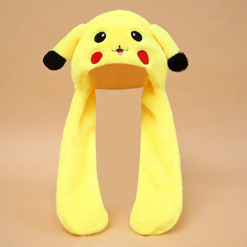 

Pikachu Kids Cartoon Hat Cute Bunny Ears Airbag Cap Winter Warm Interactive Ears Pop-up When Pinched Fun Novelty Headwear